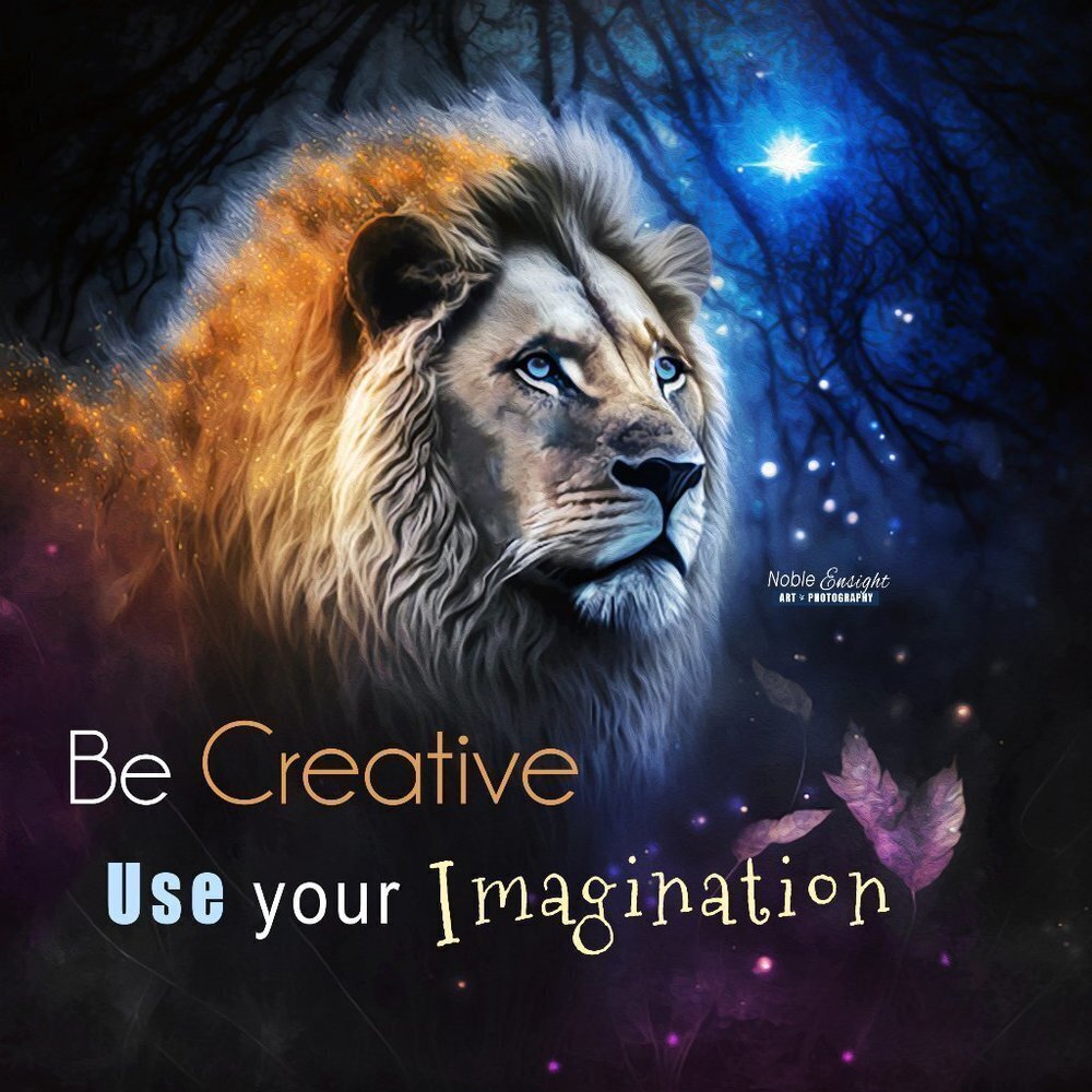 LION Fantasy Art Be Creative Use‎ Your Imagination Watercolor Oil Paintin…